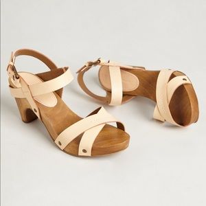 Anthropologie Piper clogs wooden heel sandals